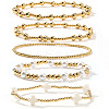 5Pcs 5 Styles Brass & Resin Imitation Pearl Round Beads Stretch Jewelry for Women YN2620-1-5