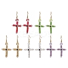 Cross Glass Beaded Dangle Earrings EJEW-MZ00706-2