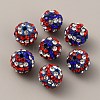 Independence Day Theme Polymer Clay Rhinestone Round Beads PORC-WH0001-04-2