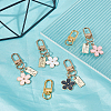   6Pcs Alloy Baking Paint Flower Keychain and 6Pcs Zinc Alloy Swivel Clasps KEYC-PH0001-50-2