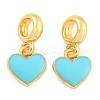 Rack Plating Alloy Enamel Heart European Dangle Charms FIND-B034-21G-05-1