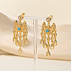 Golden Crescent Moon Tassel Brass Dangle Stud Earrings TM2234-2-1