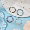 Round Natural Apatite & Green Aventurine & Amethyst & Moss Agate Beads Stretch Rings for Women RJEW-JR00714-02-2