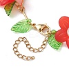 Acrylic Flower & Glass Pearl Charm Bracelets BJEW-JB10054-04-4