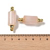 Natural Rose Quartz Connector Charms G-Z039-01G-03-3