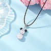 Glass Seed Beads & Glass Pearl Round Beaded Bear Pendant Waxed Cotton Cord Necklaces for Women Men NJEW-MZ00126-4