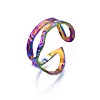 304 Stainless Steel Criss Cross Cuff Ring RJEW-N038-098-4