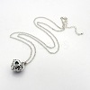 Trendy Women's Long Rolo Chain Brass Heart Cage Locket Pendant Necklaces X-NJEW-L074-02-1