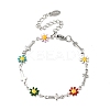 Enamel Flower & Cross Link Chain Bracelet BJEW-C023-01P-01-1