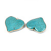 Dyed Synthetic Turquoise Heart Pendants TURQ-T004-30A-2