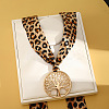 Cloth Leopard Print Scarf Necklaces with Alloy Pendant FS-WG91A7A-09-1