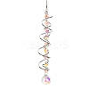 Iron Spiral & Glass Octagon & Teardrop Hanging Suncatchers HJEW-F025-01G-02-1