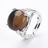 Adjustable Natural Tiger Eye Finger Rings LS-RJEW-F075-01A-4
