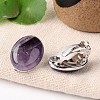 Natural Amethyst Oval Clip-on Earrings EJEW-J091-06-1