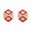 Brass Micro Pave Clear Cubic Zirconia Beads KK-N227-91D-2