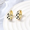 Tartan Pattern Brass Enamel Hoop Earrings for Women EJEW-G460-01G-1