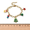 Christmas Theme 304 Stainless Steel Charm Bracelets for Women BJEW-Z142-05G-3
