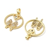 Bird with Heart Brass Micro Pave Cubic Zirconia Pendants KK-M325-17C-G-2