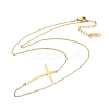 Ion Plating(IP) 304 Stainless Steel Religion Curved Cross Pendant Cable Chain Necklaces for Women NJEW-P320-13G-4