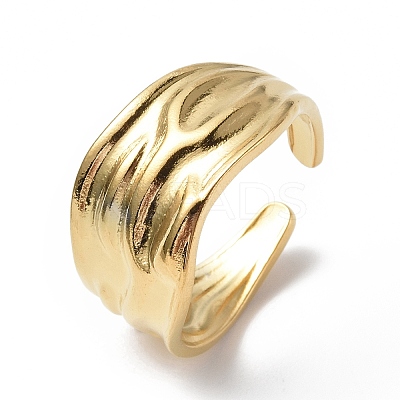 Ion Plating(IP) 304 Stainless Steel Open Cuff Ring for Women RJEW-C046-09G-1