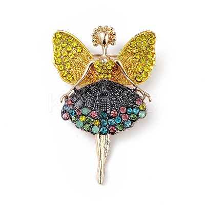 Butterfly Dancer Enamel Pin with Rhinestone LS-JEWB-P016-01G-03-1