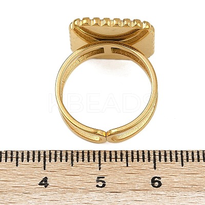 Square 304 Stainless Steel Enamel Finger Rings for Women RJEW-G355-06G-1