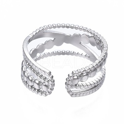 Non-Tarnish 304 Stainless Steel Criss Cross Open Cuff Ring LS-RJEW-T023-23P-1