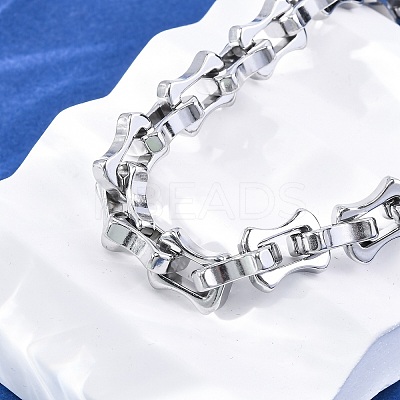 304 Stainless Steel Rectangle Link Chain Bracelets for Women Men BJEW-R018-20P-1