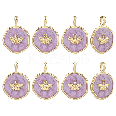 8Pcs Brass Enamel Pendants KK-BC0015-11G-1