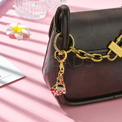 Heart Lipstick Bag Alloy Enamel Pendant Decorations HJEW-FS00030-1