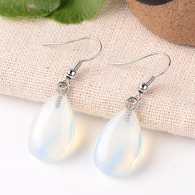 Opalite Teardrop Dangle Earrings EJEW-J089-03-1