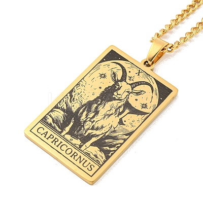 304 Stainless Steel Tarot Pendant Necklaces NJEW-A026-01G-10-1