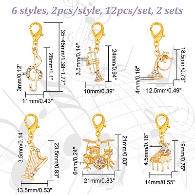 Music Theme Stitch Markers HJEW-AB00183-1