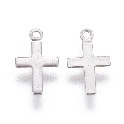 Tarnish Resistant 316 Surgical Stainless Steel Tiny Cross Charms STAS-E470-02P-1