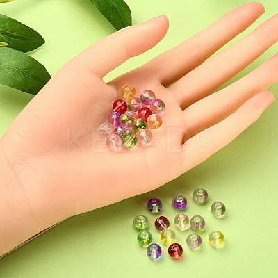 8 Colors Transparent Spray Painted Glass Bead GLAA-YW0001-45-1