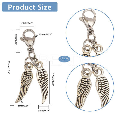 Tibetan Style Alloy Wing Pendant Decoration HJEW-AB00504-1