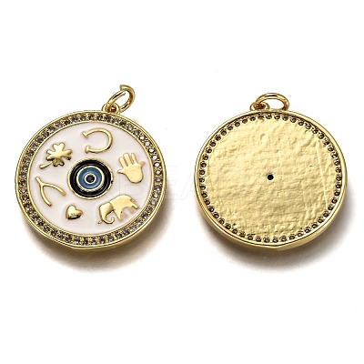 Brass Micro Pave Clear Cubic Zirconia Pendants ZIRC-B0003-09G-1