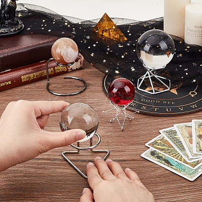 4Pcs 4 Styles Zinc Alloy Crystal Ball Holders ODIS-GA0001-83-1