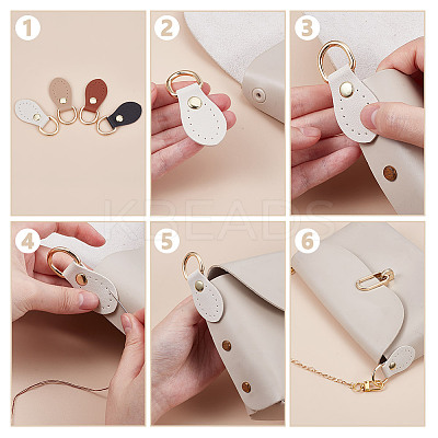 8 Pairs 4 Colors PU Leather Handle Snap Buckles HJEW-DR0001-10-1