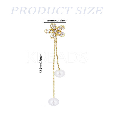 1 Pair Zinc Alloy Rhinestones Flower Tassel Stud Earrings EJEW-LP0007-044-1