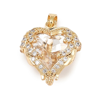 Brass Micro Pave Cubic Zirconia Pendants KK-F922-04G-01-1
