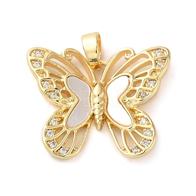 Brass Micro Pave Clear Cubic Zirconia with Acrylic Pendants KK-G483-08G-1