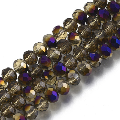 Electroplate Transparent Glass Beads Strands EGLA-A034-T6mm-F21-1
