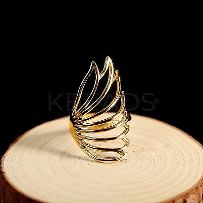 Minimalist Hollow Feather Brass Finger Ring for Women LS-UI5232-1-1