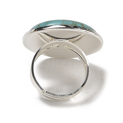 Synthetic Turquoise Round Adjustable Rings RJEW-K371-09S-16-1