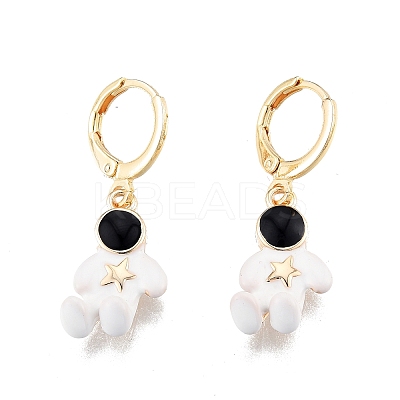 Enamel Spaceman Dangle Leverback Earrings EJEW-N012-100-1