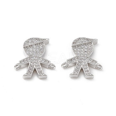 Brass Micro Pave Clear Cubic Zirconia Connector Charms KK-E068-VB030-1