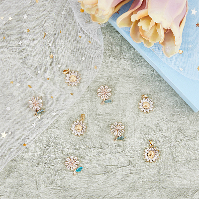 8Pcs 2 Style Brass Micro Pave Clear Cubic Zirconia Pendants KK-DC0003-41-1