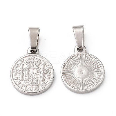 Tarnish Resistant 304 Stainless Steel Coin Pendants STAS-F183-01P-B-1