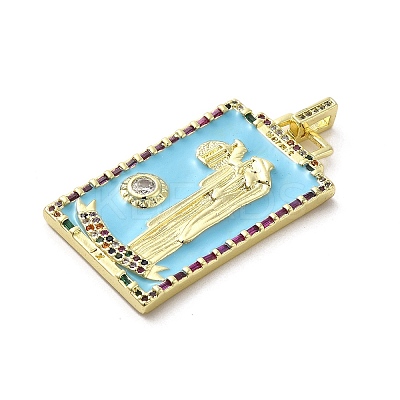 Brass Micro Pave Cubic Zirconia Pendants with Enamel KK-H458-03G-11-1